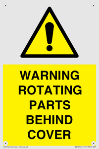 WARNING ROTATING PARTS BEHIND COVER